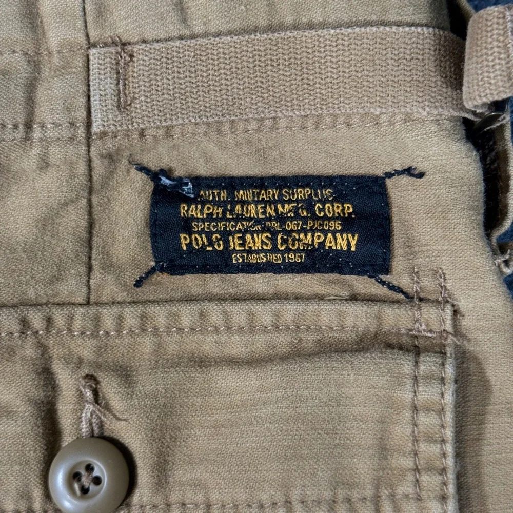 Polo Jeans Co Ralph Lauren Military Surplus Shorts 34 Tan Cargo Y2K Mens Vintage